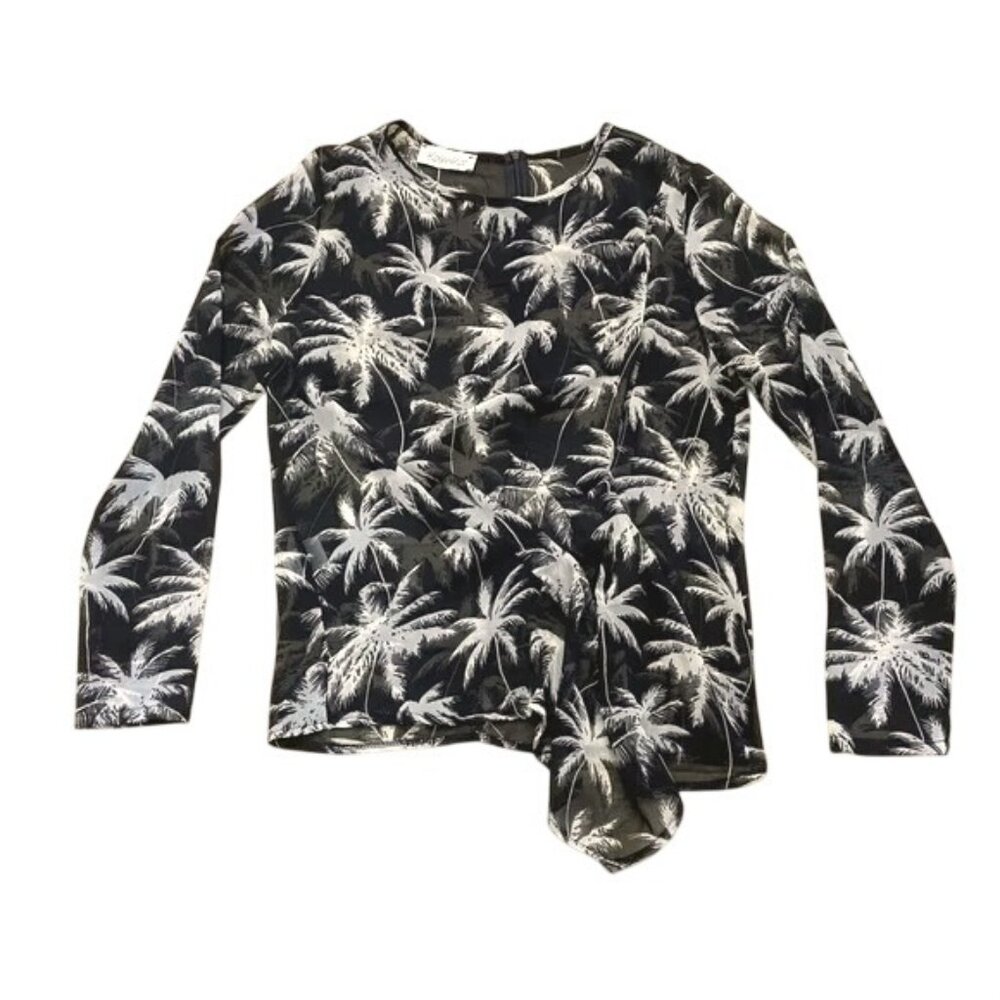 Kosmika Sheer Blouse in Black Palm